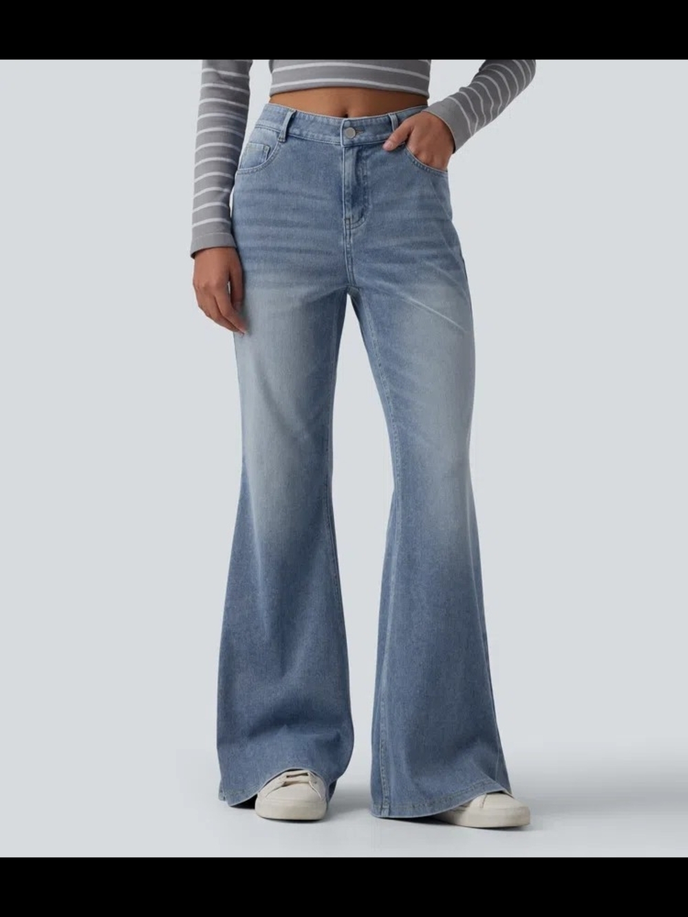 Mid-Rise Light Blue Flare Jeans